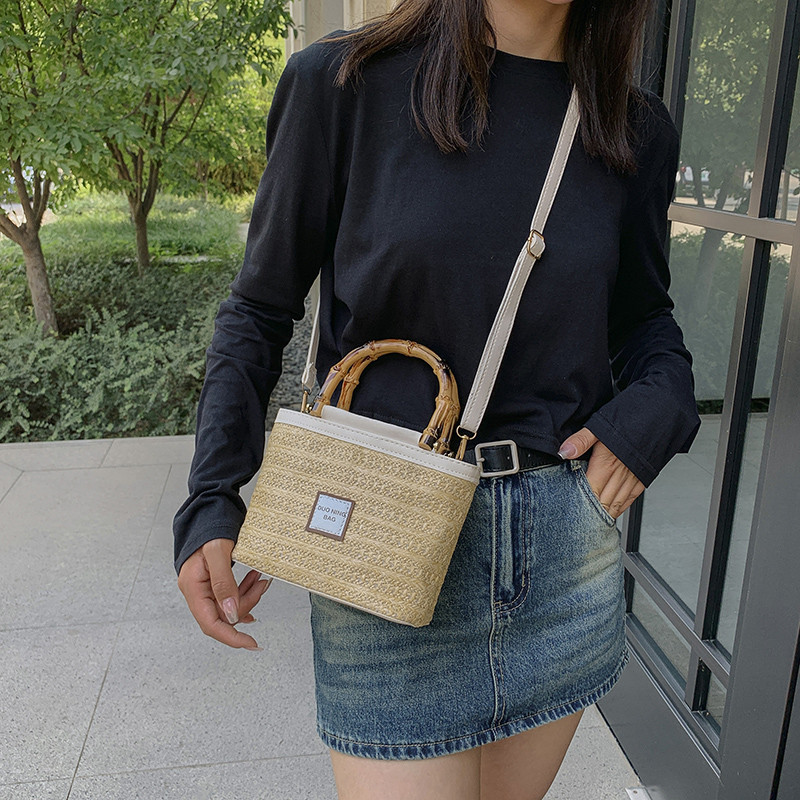 Slamnate torbe za žene Ljetne torbe za plažu Slamnate torbe na rame Torba s gornjom ručkom od ratana Pletene ručne torbe od rafije Torbe preko ramena Velika torba