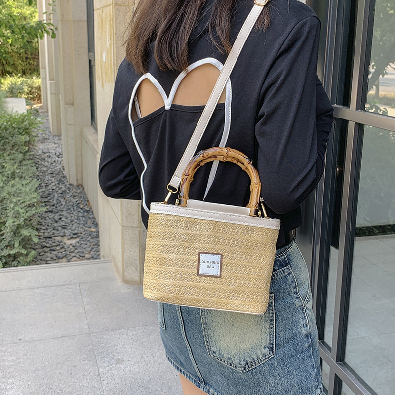 Slamnate torbe za žene Ljetne torbe za plažu Slamnate torbe na rame Torba s gornjom ručkom od ratana Pletene ručne torbe od rafije Torbe preko ramena Velika torba