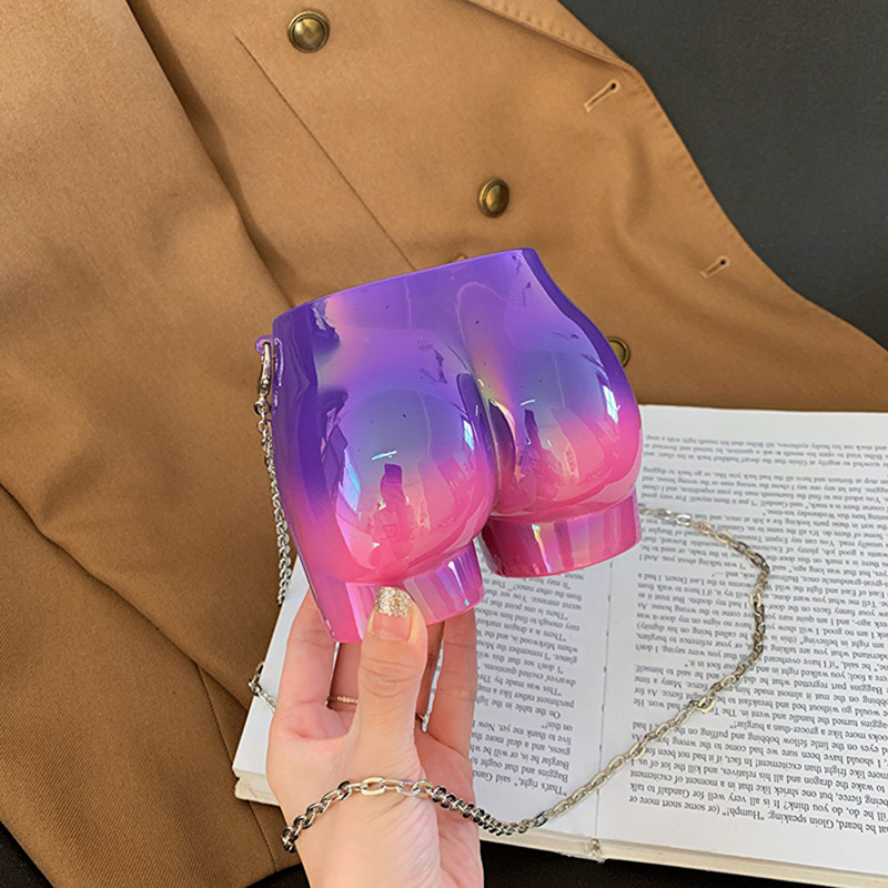Mini geantă de seară în formă de fund amuzant pentru femei, geantă de umăr unică din acril, curea cu lanț, geantă elegantă pentru femei