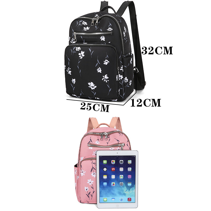 Mitmekülgne lilledega dekoratiivne seljakott Luksuslik naiste disainiga seljakotid 2023 Pritsmekindlast nailonist reisikoolikott Sac A Dos