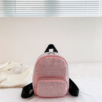 Rucsac mic de damă, rucsac mic, la modă, cu diamante, rucsac din piele, pentru școală, adolescente, fete, tendință 2023, brand de designer de lux