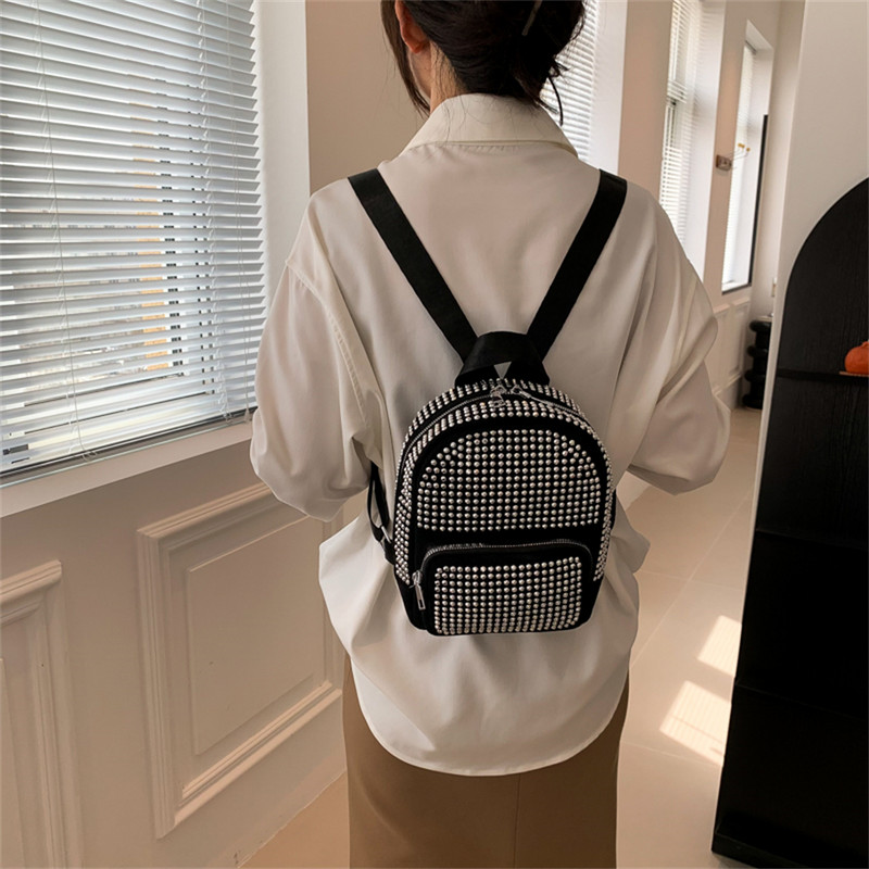 Rucsac mic de damă, rucsac mic, la modă, cu diamante, rucsac din piele, pentru școală, adolescente, fete, tendință 2023, brand de designer de lux