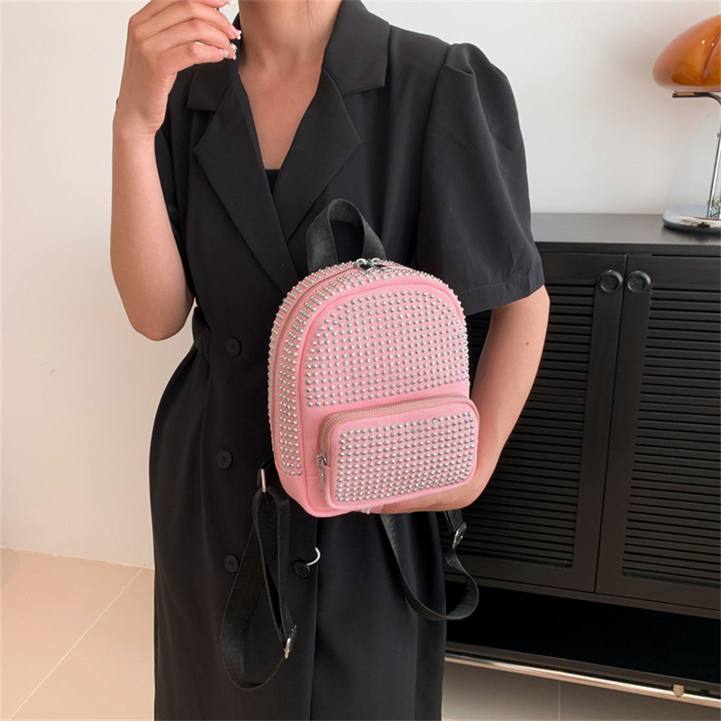 Rucsac mic de damă, rucsac mic, la modă, cu diamante, rucsac din piele, pentru școală, adolescente, fete, tendință 2023, brand de designer de lux