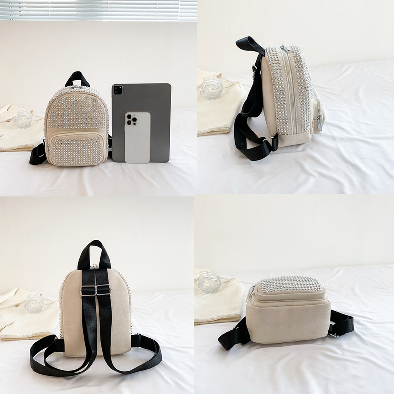 Rucsac mic de damă, rucsac mic, la modă, cu diamante, rucsac din piele, pentru școală, adolescente, fete, tendință 2023, brand de designer de lux