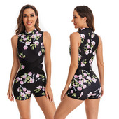 Costum de baie cu imprimeu de vară pentru surf, dintr-o bucată, fără mâneci, pentru femei, costum de baie, costum de scufundări, ținute de plajă pentru femei