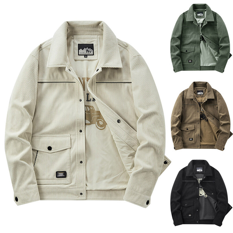 Îmbrăcăminte exterioară ușoară de toamnă iarnă pentru bărbați, lungă, retro, velur, cu mâneci subțiri, haine, jachete, buzunare cu rever, capabili de camping multiplu