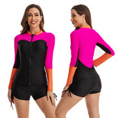 Costumul de baie cu unghi plat de tip surf pentru femei Costum de baie cu mânecă lungă Cardigan cu fermoar Tankini pentru femei