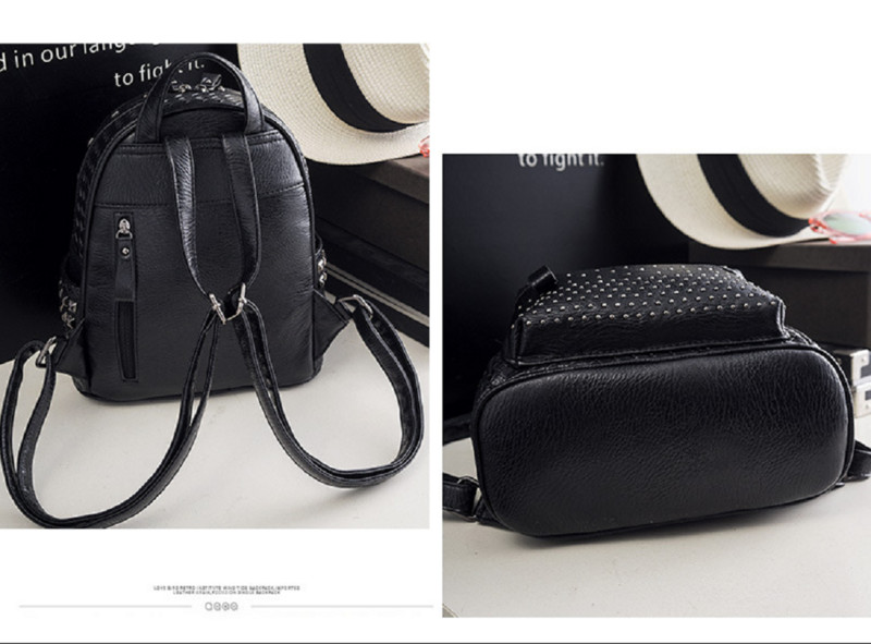 Νέα Luxury Fashion Trend Δερμάτινο σακίδιο πλάτης Γυναικείες τσάντες ώμου Γυναικείο σχέδιο με πριτσίνια Τσάντες ώμου Γυναικείες Casual υφασμένα σχέδια Ταξιδιωτικά μικρά σακίδια