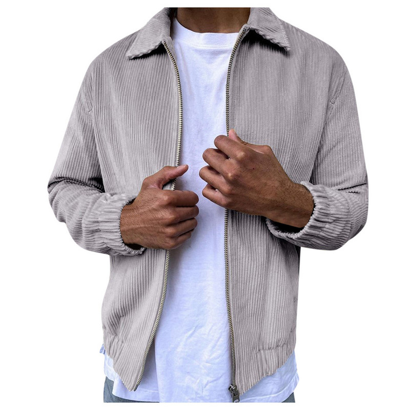 Ανδρικό μπουφάν Ανδρικό μακρυμάνικο μανίκι Μπουφάν μονόχρωμο παλτό Χρώμα τζάκετ με πλήρες φερμουάρ Αντιανεμικό παλτό χρώματος