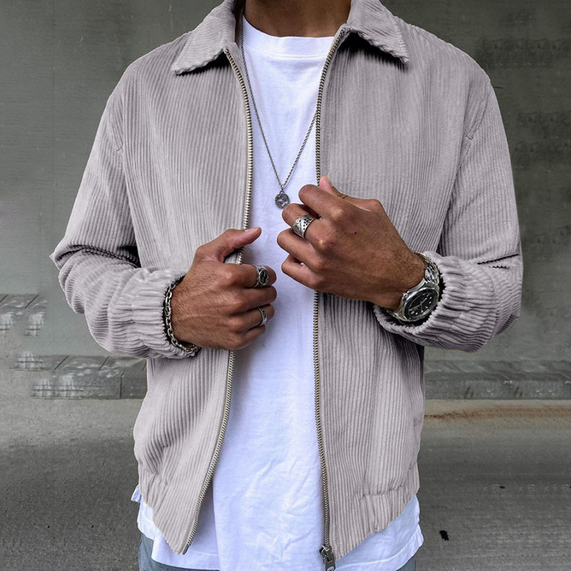 Ανδρικό μπουφάν Ανδρικό μακρυμάνικο μανίκι Μπουφάν μονόχρωμο παλτό Χρώμα τζάκετ με πλήρες φερμουάρ Αντιανεμικό παλτό χρώματος