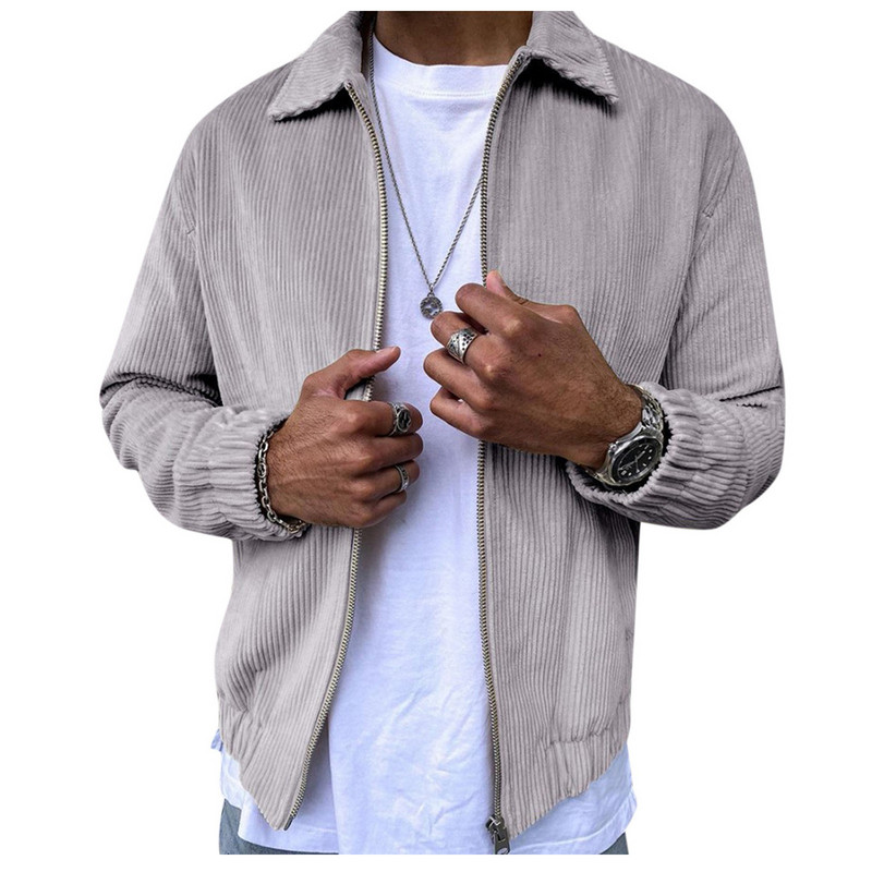 Ανδρικό μπουφάν Ανδρικό μακρυμάνικο μανίκι Μπουφάν μονόχρωμο παλτό Χρώμα τζάκετ με πλήρες φερμουάρ Αντιανεμικό παλτό χρώματος