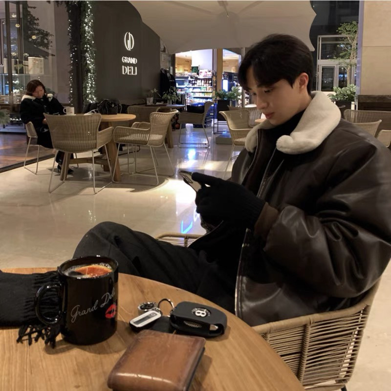 Χειμερινό μπουφάν Ανδρικό Ζεστό Μόδα Casual Παχύ Δερμάτινο Μπουφάν Ανδρικό Streetwear Κορεατικό φαρδύ κοντό παλτό Ανδρικό χοντρό δερμάτινο παλτό