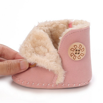 Зимни новородени момичета принцеси кадифени ботуши първи проходилки меки подметки бебета малки деца дебели топли обувки обувки ботуши