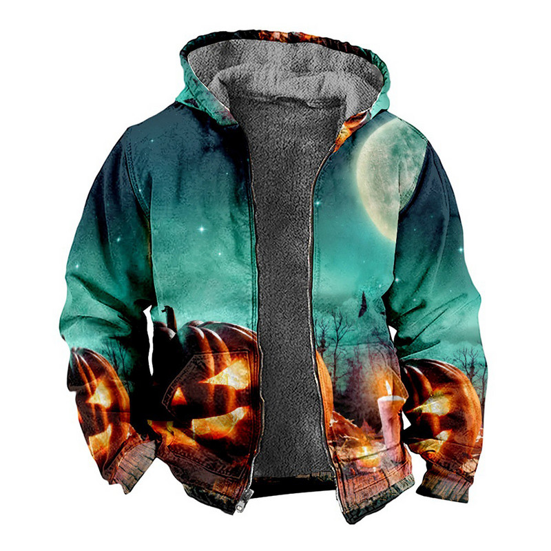 Ανδρικό μπουφάν Fleece Φθινόπωρο Χειμώνας Χειμώνας με στάμπα Παλτό με φερμουάρ Μακρυμάνικο τσέπες με κουκούλα Φούστες με χοντρό γιακά με γούνα