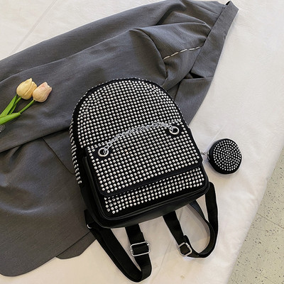 Πολυτελές Diamond Γυναικείο σακίδιο πλάτης Trend Shoulder τσάντα χιαστί για γυναικείες επώνυμες τσάντες με στρογγυλό τσαντάκι κερμάτων αντικλεπτική τσάντα πλάτης