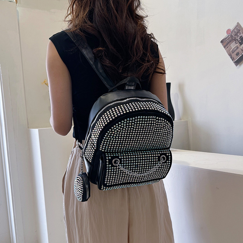 Πολυτελές Diamond Γυναικείο σακίδιο πλάτης Trend Shoulder τσάντα χιαστί για γυναικείες επώνυμες τσάντες με στρογγυλό τσαντάκι κερμάτων αντικλεπτική τσάντα πλάτης