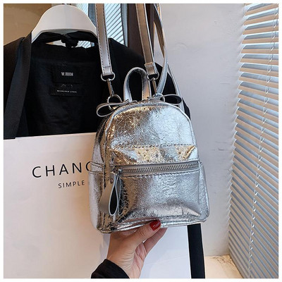 Clasic Negru Argintiu Moda Mini Rucsac Femei Rucsac Mic din Piele Pentru Femei Rucsac Trendy Unisex Geantă de călătorie