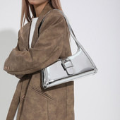 Ženska metalna torba Y2k modna torba s kopčom za skitnicu Svestrana lakirana kožna torba za rame Torba za ispod pazuha Djevojka Meka torbica