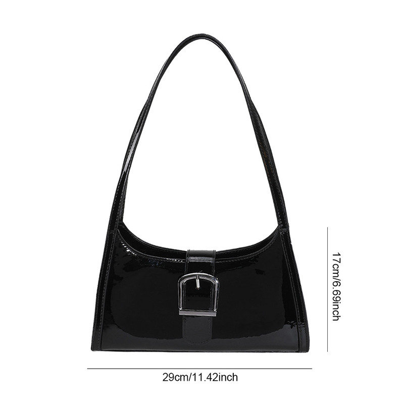 Ženska metalna torba Y2k modna torba s kopčom za skitnicu Svestrana lakirana kožna torba za rame Torba za ispod pazuha Djevojka Meka torbica