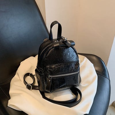 Luksuslik hõbedane seljakott naistele Kvaliteetne PU-nahast õlakott Väike naiste reisikäekott Must seljakott