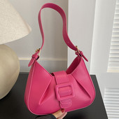 Ženska PU kožna torba na rame Ležerna jednostavna hobo torba Dekoracija s kopčom i patentnim zatvaračem Torba ispod pazuha Podesivi remen Torbica za svakodnevnu kupovinu