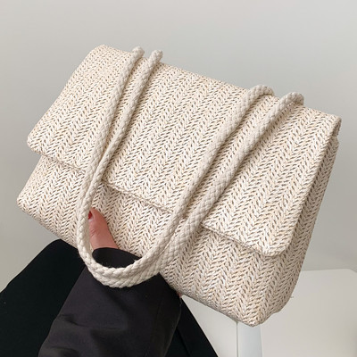 Módne slamené ratanové dámske kabelky cez rameno, dizajnérske kabelky, dámske prútené tkané crossbody kabelky, letné plážové slamené nákupné kabelky