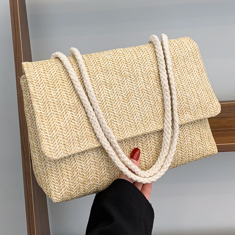Módne slamené ratanové dámske kabelky cez rameno, dizajnérske kabelky, dámske prútené tkané crossbody kabelky, letné plážové slamené nákupné kabelky