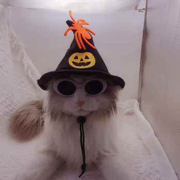 Αποκριάτικο καπέλο κασκόλ Φόρεμα για κατοικίδιο κοστούμι κολοκύθα αράχνη μοτίβο ιστού γάτας Γιακάς λαιμού γάτας Happy Halloween γιορτινό πάρτι για κατοικίδια προμήθειες