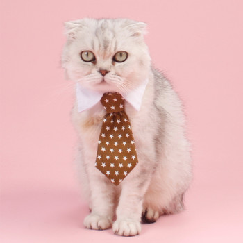 Вратовръзка за котка за домашен любимец Аксесоари за джентълмени Нашийник за кучета Регулируемо колие Печат със звезди Консумативи за красота на открито за кученце Коте