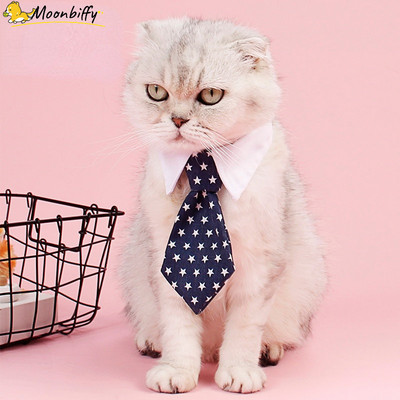 Pet Cat nyakkendő Gentleman Kiegészítők Kutya Nyakörv Állítható Nyaklánc Csillagnyomtatás Kültéri szépségápolási kellékek kölyökcica számára