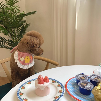 INS Cute Love Bear Pet Slobber Bib Hímzett Macska Kutya Előke Pomerániai Teddy Dog Kiegészítők Kis kutyáknak Cica kiegészítők