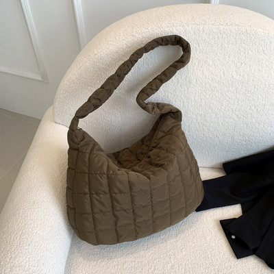 Dámska prešívaná polstrovaná taška cez rameno, pevná taška tote, veľká kabelka, crossbody taška