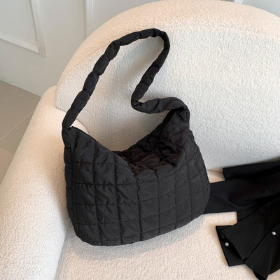 Dámska prešívaná polstrovaná taška cez rameno, pevná taška tote, veľká kabelka, crossbody taška