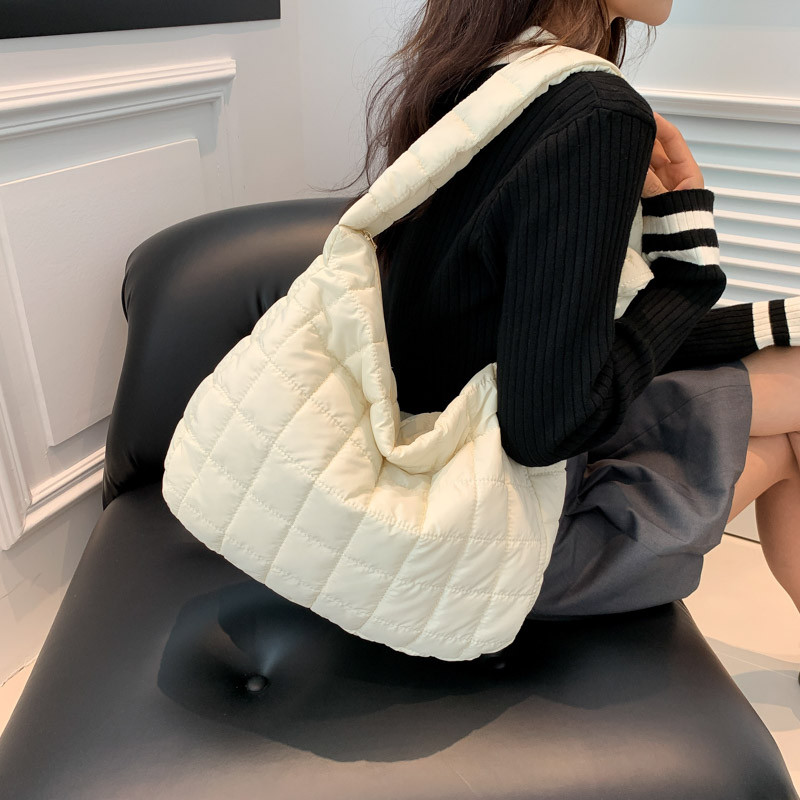 Dámska prešívaná polstrovaná taška cez rameno, pevná taška tote, veľká kabelka, crossbody taška
