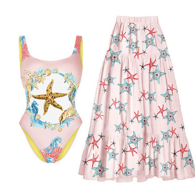 2023. Novi jednodijelni kupaći kostim s printom i prikrivanjem Seksi kupaći kostim Ženska Push Up odjeća za plažu Bodi s morskim printom Kupaći kostim Monok za djevojke