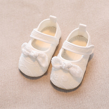 EWODOS Infant Baby Girls Sweet Shoes Нехлъзгащи се меки подметки с дантелени панделки Flats Toddler First Walker Spring Summer Princess Shoes