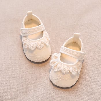 EWODOS Infant Baby Girls Sweet Shoes Нехлъзгащи се меки подметки с дантелени панделки Flats Toddler First Walker Spring Summer Princess Shoes