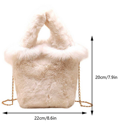 Γυναικεία τσάντα χιαστί από ψεύτικη γούνα Hobo Casual Fuzzy Bucket τσάντα Ευέλικτη τσάντα χνουδωτής τσάντα μεγάλης χωρητικότητας Μαλακό τσαντάκι