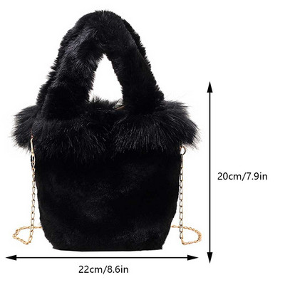 Γυναικεία τσάντα χιαστί από ψεύτικη γούνα Hobo Casual Fuzzy Bucket τσάντα Ευέλικτη τσάντα χνουδωτής τσάντα μεγάλης χωρητικότητας Μαλακό τσαντάκι