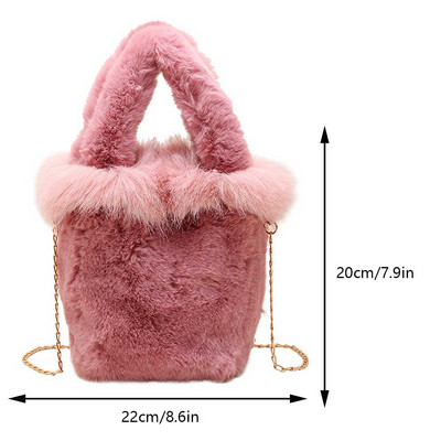 Γυναικεία τσάντα χιαστί από ψεύτικη γούνα Hobo Casual Fuzzy Bucket τσάντα Ευέλικτη τσάντα χνουδωτής τσάντα μεγάλης χωρητικότητας Μαλακό τσαντάκι