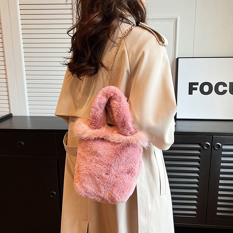 Γυναικεία τσάντα χιαστί από ψεύτικη γούνα Hobo Casual Fuzzy Bucket τσάντα Ευέλικτη τσάντα χνουδωτής τσάντα μεγάλης χωρητικότητας Μαλακό τσαντάκι