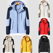 Vīriešu apģērbi Vīriešu jakas Ziemas vīriešu āra rāvējslēdzējs savārstījums jakas ar kapuci Šķelts vējjaka noņemams mētelis ar garām piedurknēm