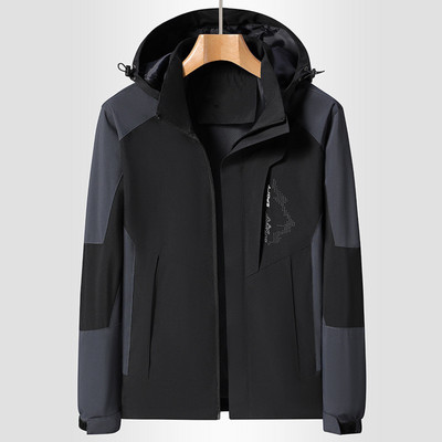 Vīriešu apģērbi Vīriešu jakas Ziemas vīriešu āra rāvējslēdzējs savārstījums jakas ar kapuci Šķelts vējjaka noņemams mētelis ar garām piedurknēm