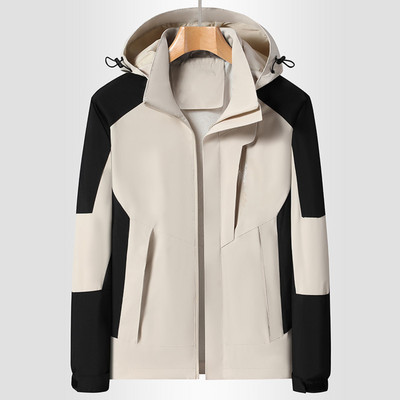 Vīriešu apģērbi Vīriešu jakas Ziemas vīriešu āra rāvējslēdzējs savārstījums jakas ar kapuci Šķelts vējjaka noņemams mētelis ar garām piedurknēm