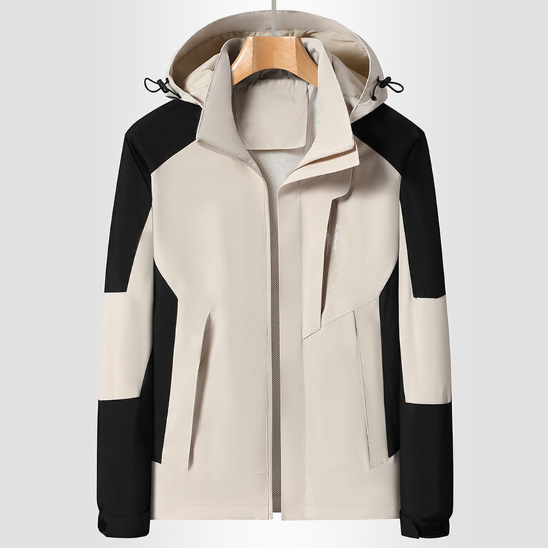 Vīriešu apģērbi Vīriešu jakas Ziemas vīriešu āra rāvējslēdzējs savārstījums jakas ar kapuci Šķelts vējjaka noņemams mētelis ar garām piedurknēm