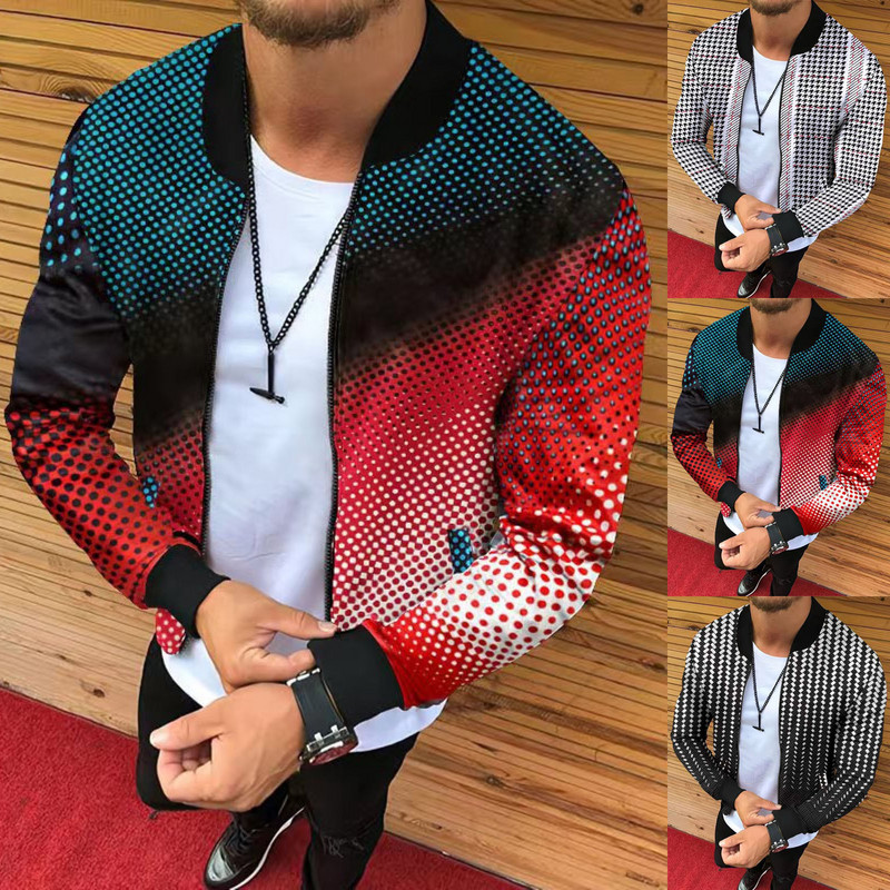 Για κοντό ανδρικό παλτό χειμωνιάτικο εμπριμέ γεωμετρικό χωρίς φερμουάρ Τσέπη μανίκι μανίκι μακρυμάνικο μπουφάν ανδρικό