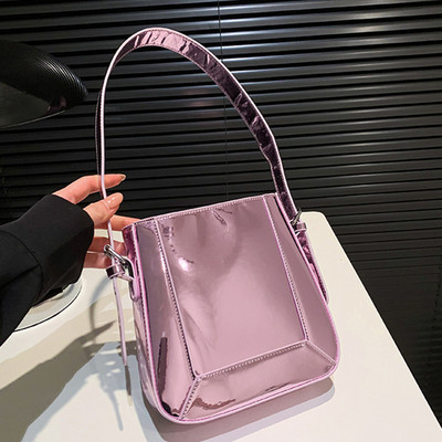 Ženska sjajna torba preko ramena za 2023. Luksuzna dizajnerska PU torba ispod pazuha Torba velikog kapaciteta Jednostavna ženska putnička torba