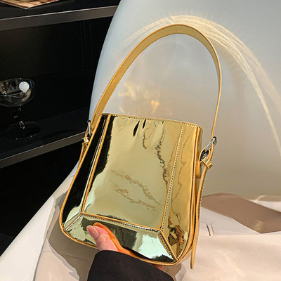 Ženska sjajna torba preko ramena za 2023. Luksuzna dizajnerska PU torba ispod pazuha Torba velikog kapaciteta Jednostavna ženska putnička torba