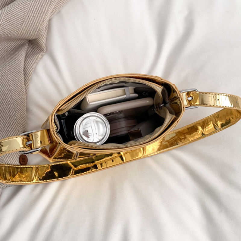 Ženska sjajna torba preko ramena za 2023. Luksuzna dizajnerska PU torba ispod pazuha Torba velikog kapaciteta Jednostavna ženska putnička torba