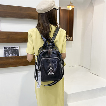Модна дамска раница с пайети Висококачествена чанта за книги Ученически чанти от мека кожа за тийнейджъри Момичета 3 в 1 Дамски раници за пътуване